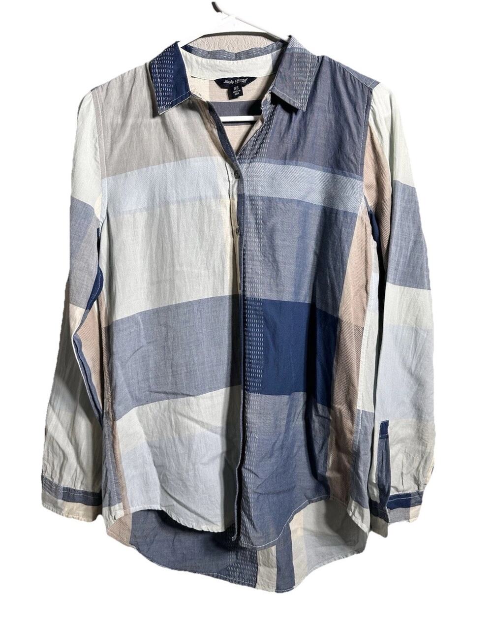 Lucky Brand Women’s Plaid‎ Collared Button-Up Long Sleeve Cotton Shirt XS